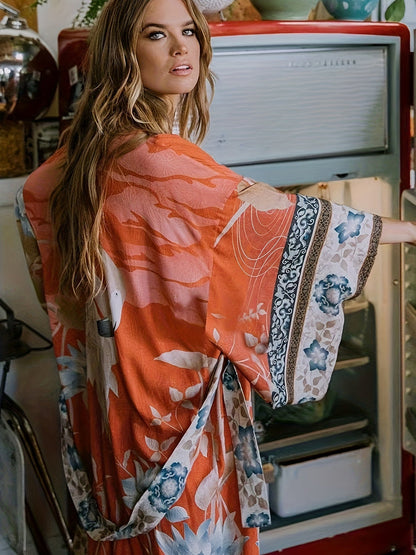 Dames Kimono – Luchtige Bloemenprint met Elegante Ceintuur voor een Verfijnde Look