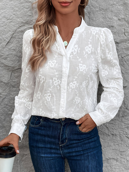 Katrien | Vrouwelijke Kanten Geborduurde Blouse voor Dames - Elegantie en Comfort