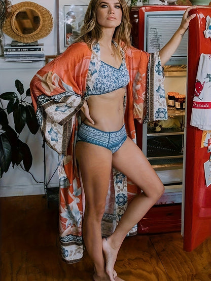 Dames Kimono – Luchtige Bloemenprint met Elegante Ceintuur voor een Verfijnde Look