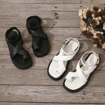 Dames sandalen met kruissluiting en plateauzool