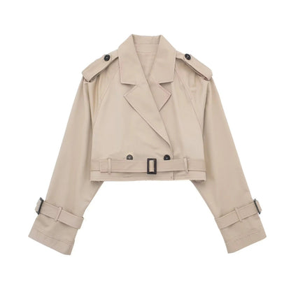 Korte Trenchcoat Dames – Trendy Cropped Model in Tijdloos Design