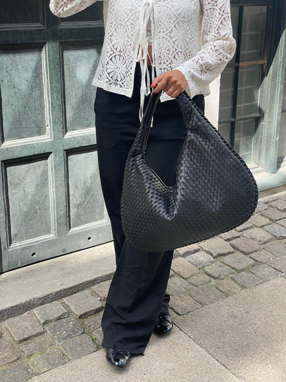 NOLA Everyday Bag | Trendy gevlochten Dames Tas van Vegan Leer met Ruime Indeling