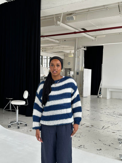 Tes Trui | Dames oversized gestreepte knit met ronde hals