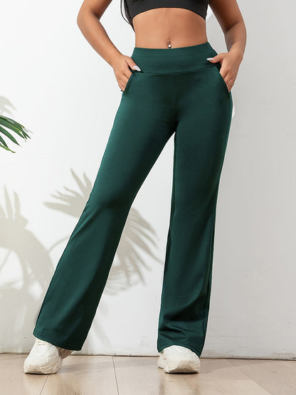 Sportieve Flared Joggingbroek | Dames joggingbroek met hoge taille, flared pijpen en zakken