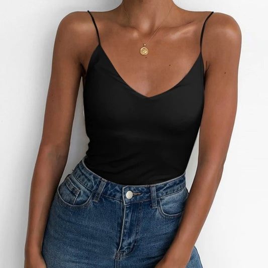 Sacha | Dames Top – V-Hals Spaghetti Top met Elastische, Comfortabele Pasvorm