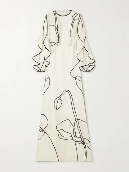 Kyana | Elegante Avondjurk voor Dames met Bloemenprint en Falbala-details