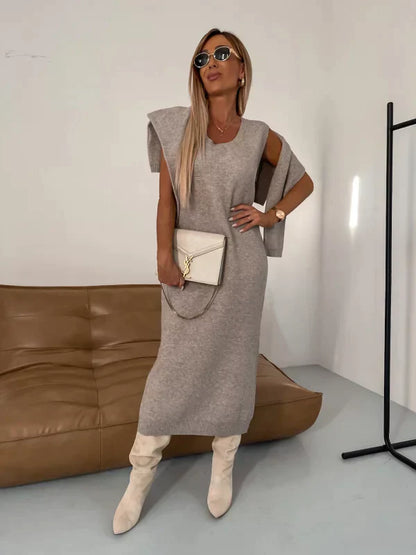Annabel Set | Dames midi-jurk met coltrui in cozy stijl