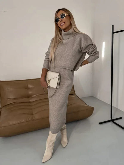 Annabel Set | Dames midi-jurk met coltrui in cozy stijl