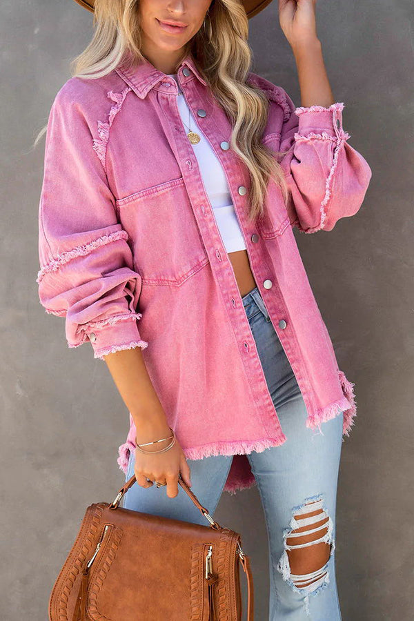 Suzanne | Dames Spijkerjas Oversized met Franjes – Trendy Casual Look voor Elk Seizoen