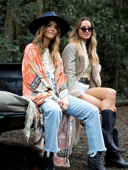 Dames Kimono – Luchtige Bloemenprint met Elegante Ceintuur voor een Verfijnde Look
