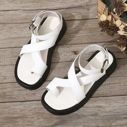 Dames sandalen met kruissluiting en plateauzool