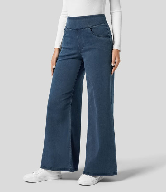 Dames broek met flexibele pasvorm en tijdloos design in luxe stofmix