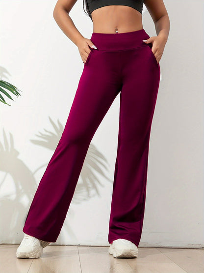 Sportieve Flared Joggingbroek | Dames joggingbroek met hoge taille, flared pijpen en zakken