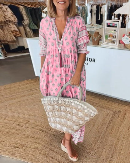 Eline Jurk | Dames maxi jurk met bohemian print en luchtige pasvorm voor een moeiteloze zomerstijl