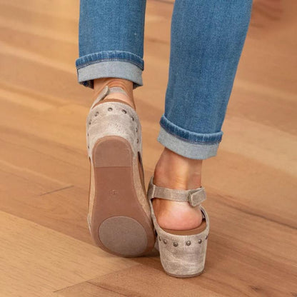 Delphine | Dames Orthopedische Sandalen – Leren, Verstelbare Bandjes, Schokabsorberende Zool