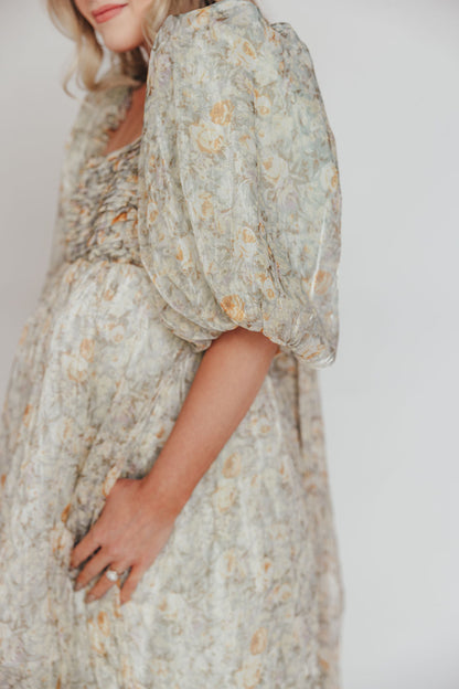 Esmée | Zwangere Maxi Jurk – Elegante Empire Taille & Romantische Ballonmouwen voor Speciale Gelegenheden