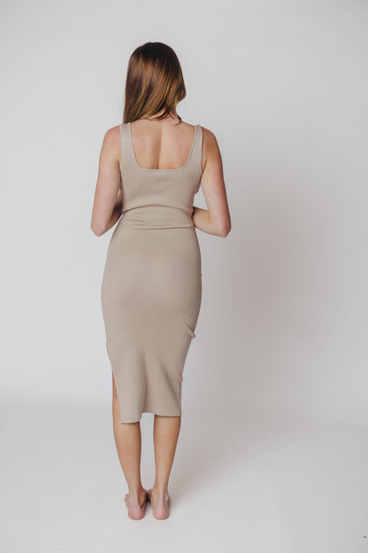 Samira | Gebreide Midi-Jurk voor Dames met Elegante Vierkante Halslijn