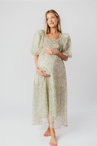 Esmée | Zwangere Maxi Jurk – Elegante Empire Taille & Romantische Ballonmouwen voor Speciale Gelegenheden