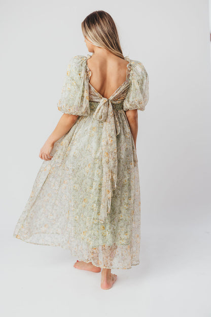 Esmée | Zwangere Maxi Jurk – Elegante Empire Taille & Romantische Ballonmouwen voor Speciale Gelegenheden