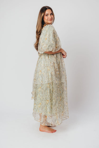 Esmée | Zwangere Maxi Jurk – Elegante Empire Taille & Romantische Ballonmouwen voor Speciale Gelegenheden