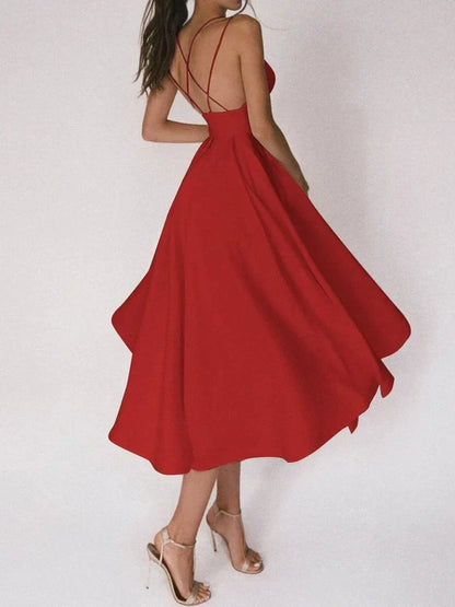 Larissa | Elegante Midi jurk voor Dames - Sexy V-hals en Rugloos Design