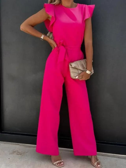 Selma | Elegante Dames Jumpsuit – Met Vlindermouwen, Brede Pijpen & Bijpassende Riem