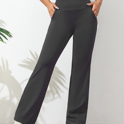 Sportieve Flared Joggingbroek | Dames joggingbroek met hoge taille, flared pijpen en zakken