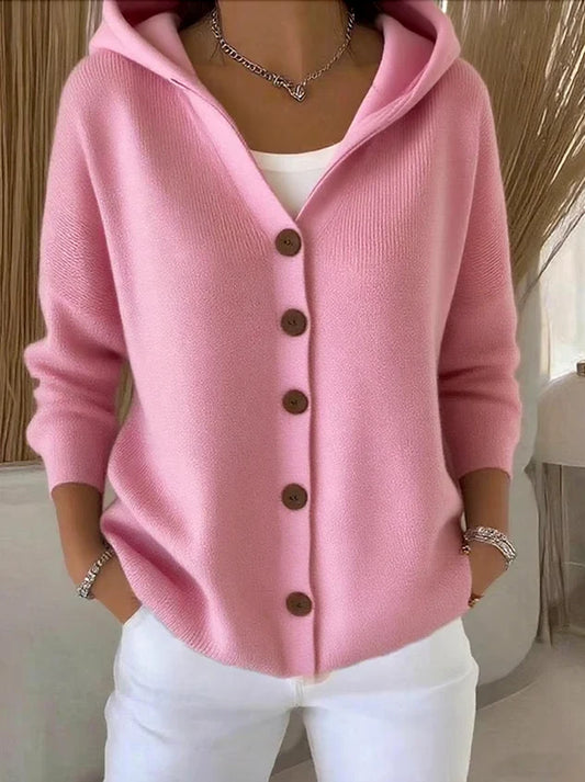 Mona Vest | Dames Vest met Knopen en Capuchon in Zachte Gebreide Stof