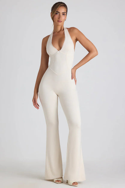 Mirthe | Dames Jumpsuit met Halternek en Open Rug – Elegant, Vrouwelijk & Flatterend Design