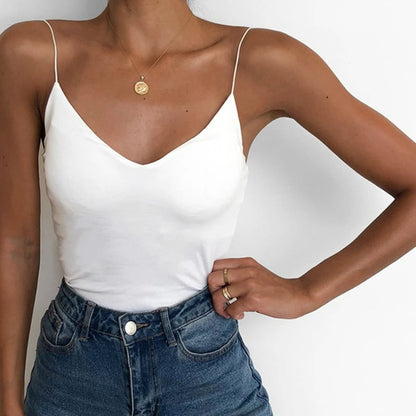 Sacha | Dames Top – V-Hals Spaghetti Top met Elastische, Comfortabele Pasvorm
