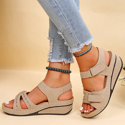 Denise | Dames Orthopedische Sandalen met Verstelbare Klittenbandsluiting – Comfort & Schokdemping bij Hiel- en Voetpijn