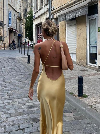 Anne | Zijdezachte One-Shoulder Slip Dress Dames – Midi Jurk met Satijnlook en Splitdetail