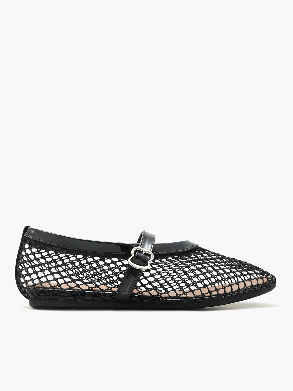 Zwarte Netstof Ballerina's | Dames Schoenen met Trendy Gaasdesign