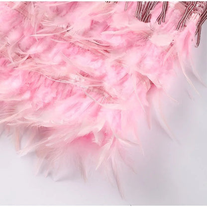 Saphine | Luxe Mini Jurk voor Dames – Met Verenaccent en Flatterend Avonddesign
