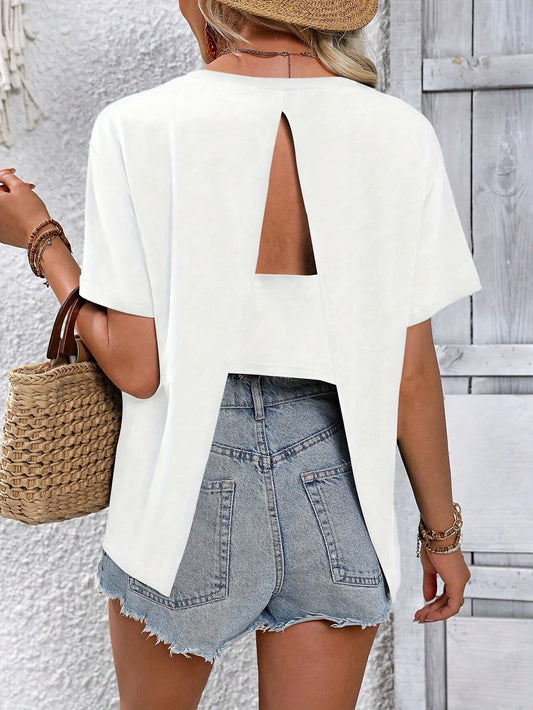 Beatrix | Dames Top – Slim Fit met Open Rug voor Speelse & Vrouwelijke Touch