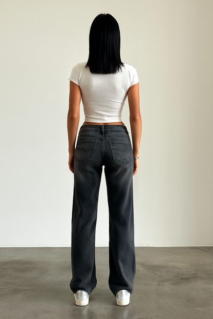 Low Rise Straight-Leg Jeans | Dames jeans met rechte pijp en lage taille in moderne streetstyle