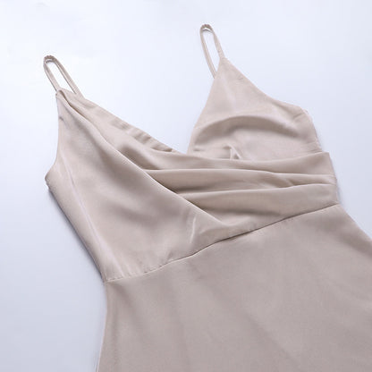 Lucienne | Spaghetti-Träger Midi-Kleed – Sexy Backless en Draperend Ontwerp voor Dames