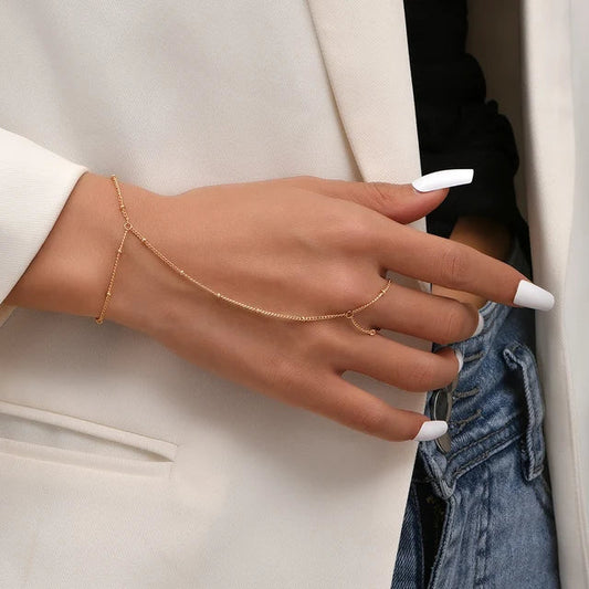 Jildis Chain Armband | Dames armband met handring in goudkleurig design