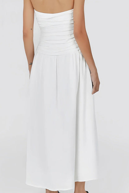 Ayla | Strapless Midi Jurk Dames – Zomerse Jurk met Luchtige Pasvorm en Trendy Look