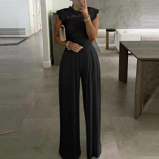 Yaira | Dames Jumpsuit – Elegante Jumpsuit met Luxe Kant en Hoge Taille voor Avondfeesten