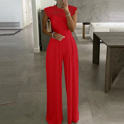 Yaira | Dames Jumpsuit – Elegante Jumpsuit met Luxe Kant en Hoge Taille voor Avondfeesten
