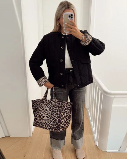 Juna | Dames Jas – Trendy Luipaardprint – Modieuze Pasvorm & Comfort voor Herfst en Winter