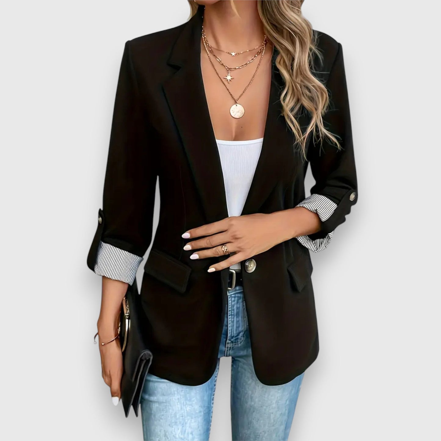 Tine | Dames Blazer – Getailleerde Pasvorm, Enkelrijig, Klassieke Revers, Veelzijdig Design