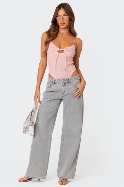 Joelle Jeans | Dames relaxed fit jeans met strikdetail achterzijde