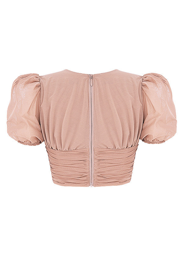 Mina | Dames Korset – Pofmouwen, Geplooid Design, Elegante Vierkante Halslijn