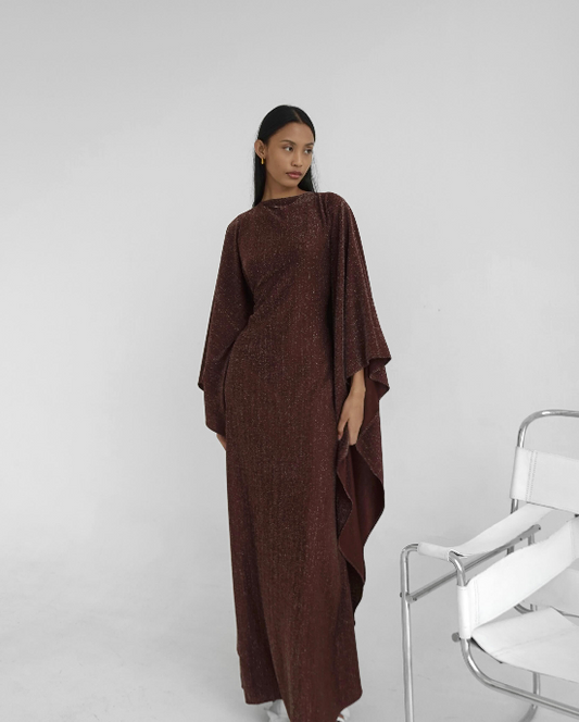 Esra Maxi Jurk | Damesjurk met vleermuismouwen en luxe minimalistische uitstraling