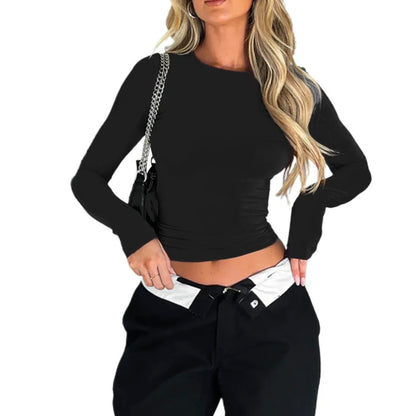Basic Lange mouwen Shirt | Dames Top met Ademend Materiaal en Flatterend Silhouet