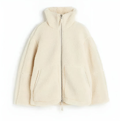 Rose Fleece Jack | Dames oversized teddy jas met ritssluiting
