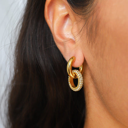 Ninthe | Dames Dubbele Hoepel Oorbellen – Elegant Gouden Design voor Moderne Luxe