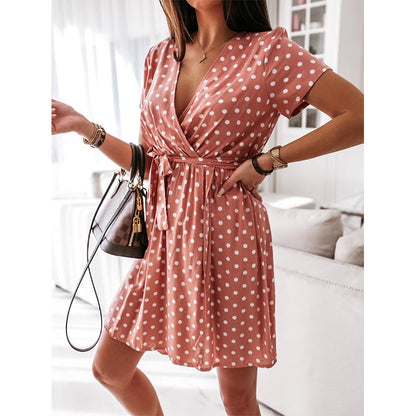 Zelie | Mini Jurk voor Dames – Lichtgewicht Zomerjurk met V-hals en Taille Riem